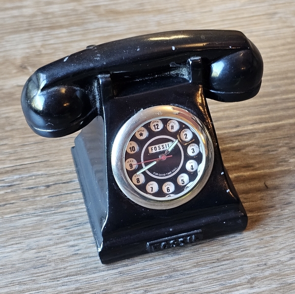 Rare Vintage Collectible Fossil Miniature Phone Clock - Picture 3 of 13